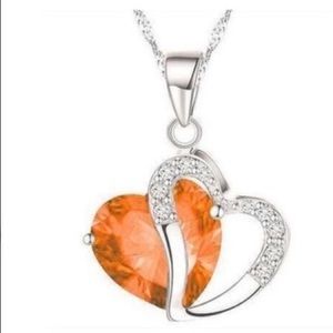 925 Love 🧡 Heart Crystal 💎 Pendant Necklace